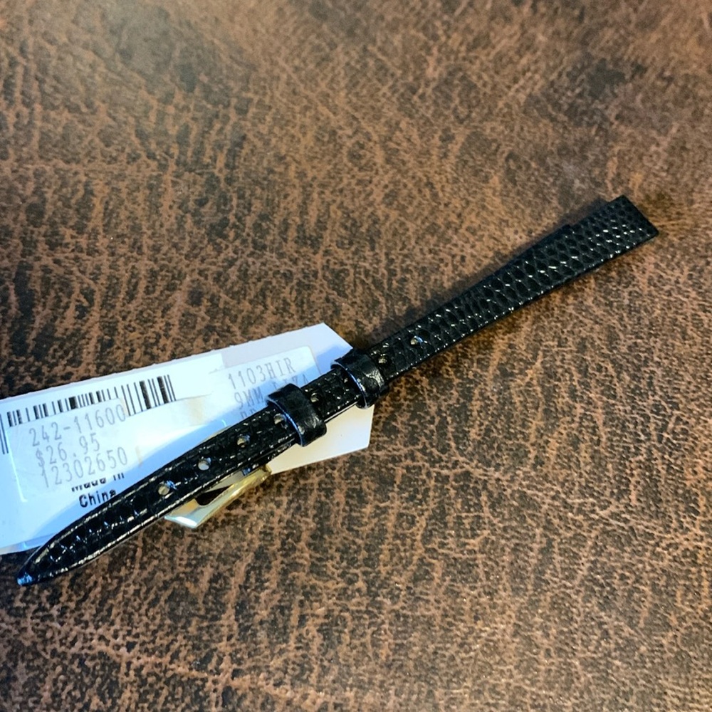 9mm Black lizard Leather Replacement Watch Band - Picture 2 of 7